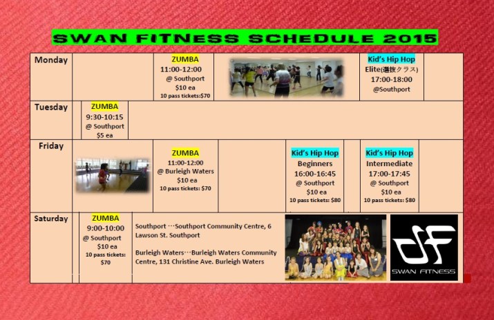 SWAN FITNESS SCHEDULE 2015