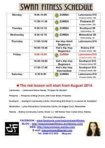 SWAN FITNESS SCHEDULE