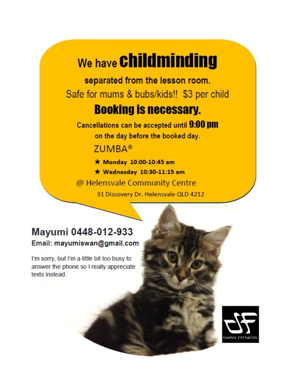 We have child minding separated from the lesson room